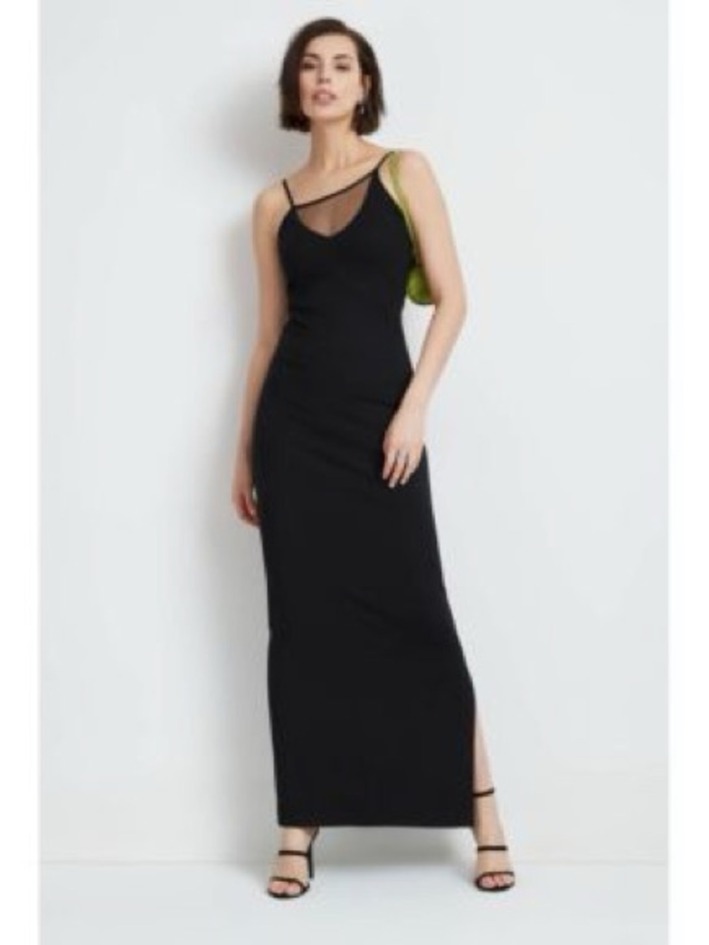 Marcella NYC Francesca Maxi Dress with Sheer Neckline